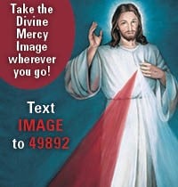 Take the Divine Mercy Image wherever you go!  Text IMAGE to 49892